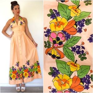 1970s Bold Floral Dress